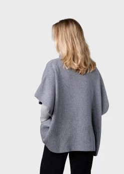 Klitmoller Collective Strick-Alba knit poncho - Light grey Lightgrey