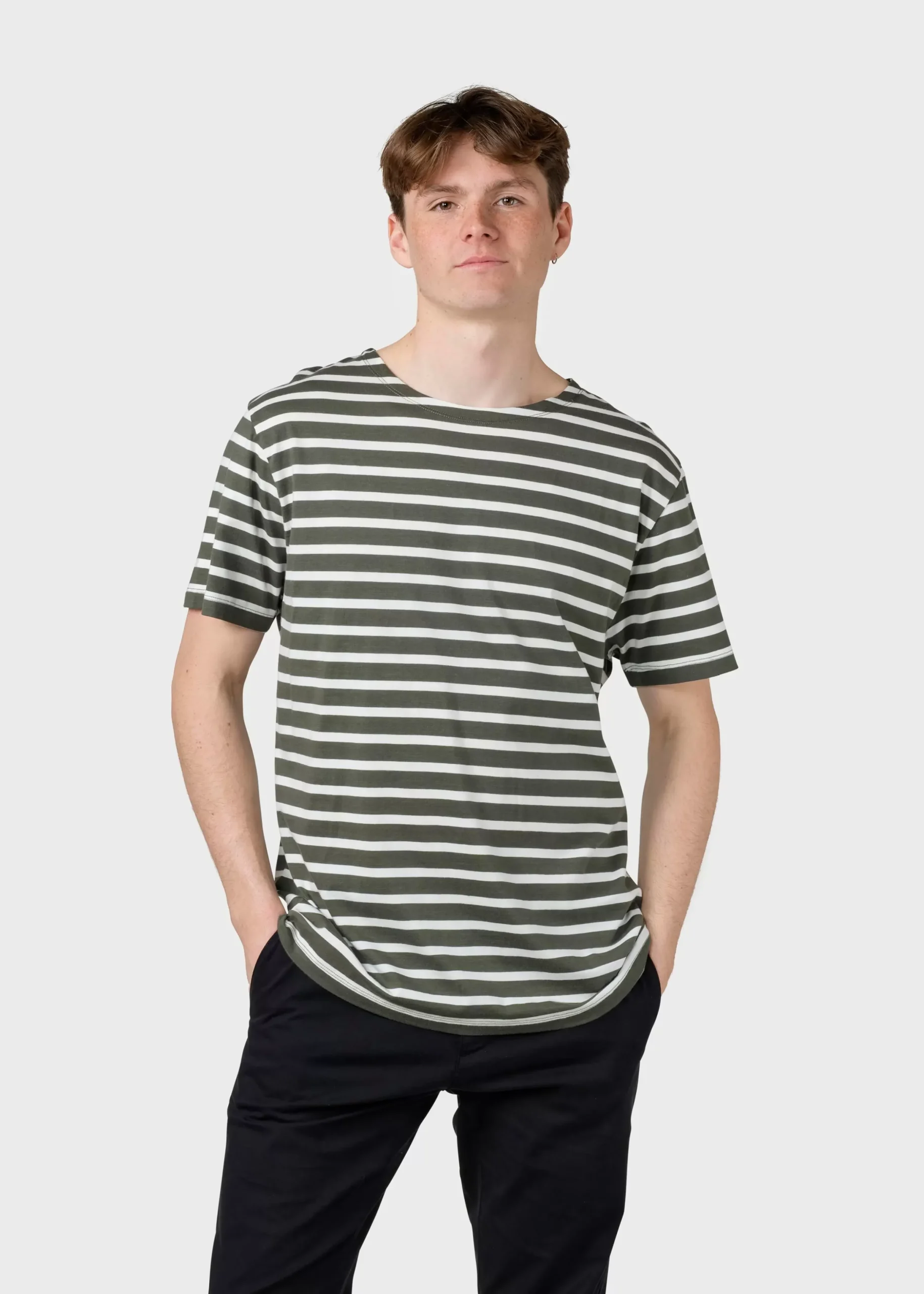 Klitmoller Collective T-shirts-Albert tee - Olive/cream Ocean/cream