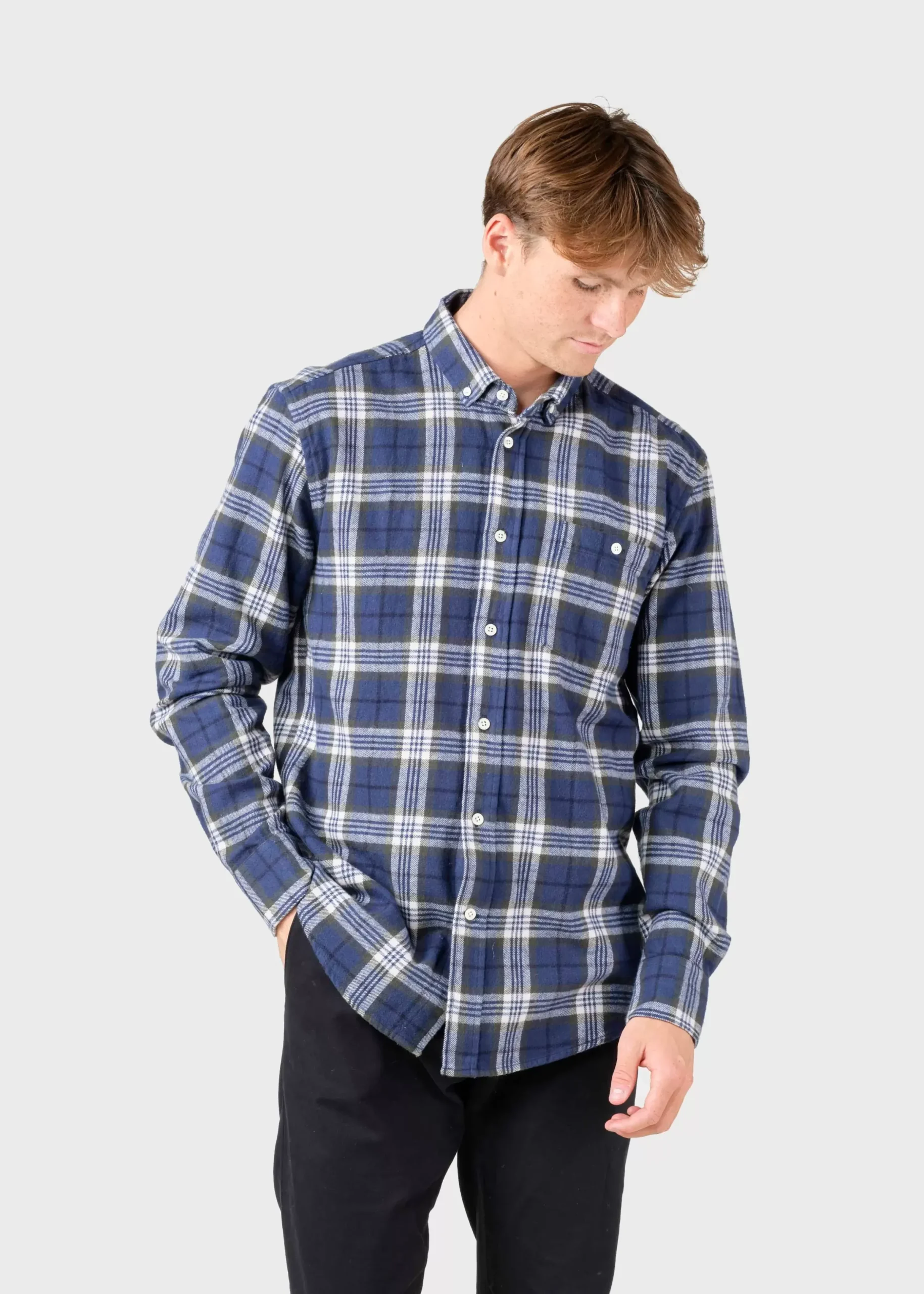 Klitmoller Collective Hemden-Alrik shirt - Olive/cream/navy Bluetones