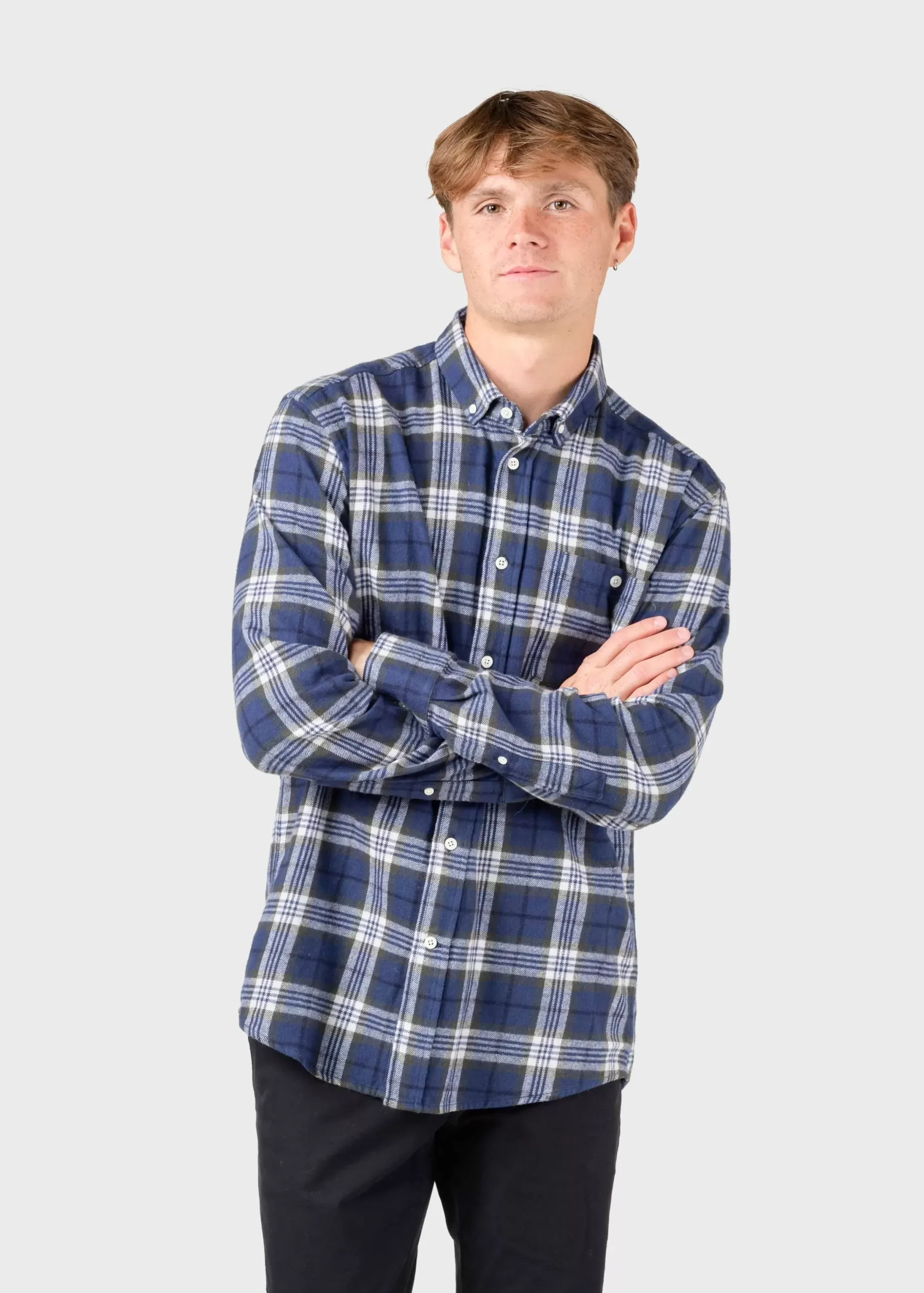 Klitmoller Collective Hemden-Alrik shirt - Olive/cream/navy Bluetones