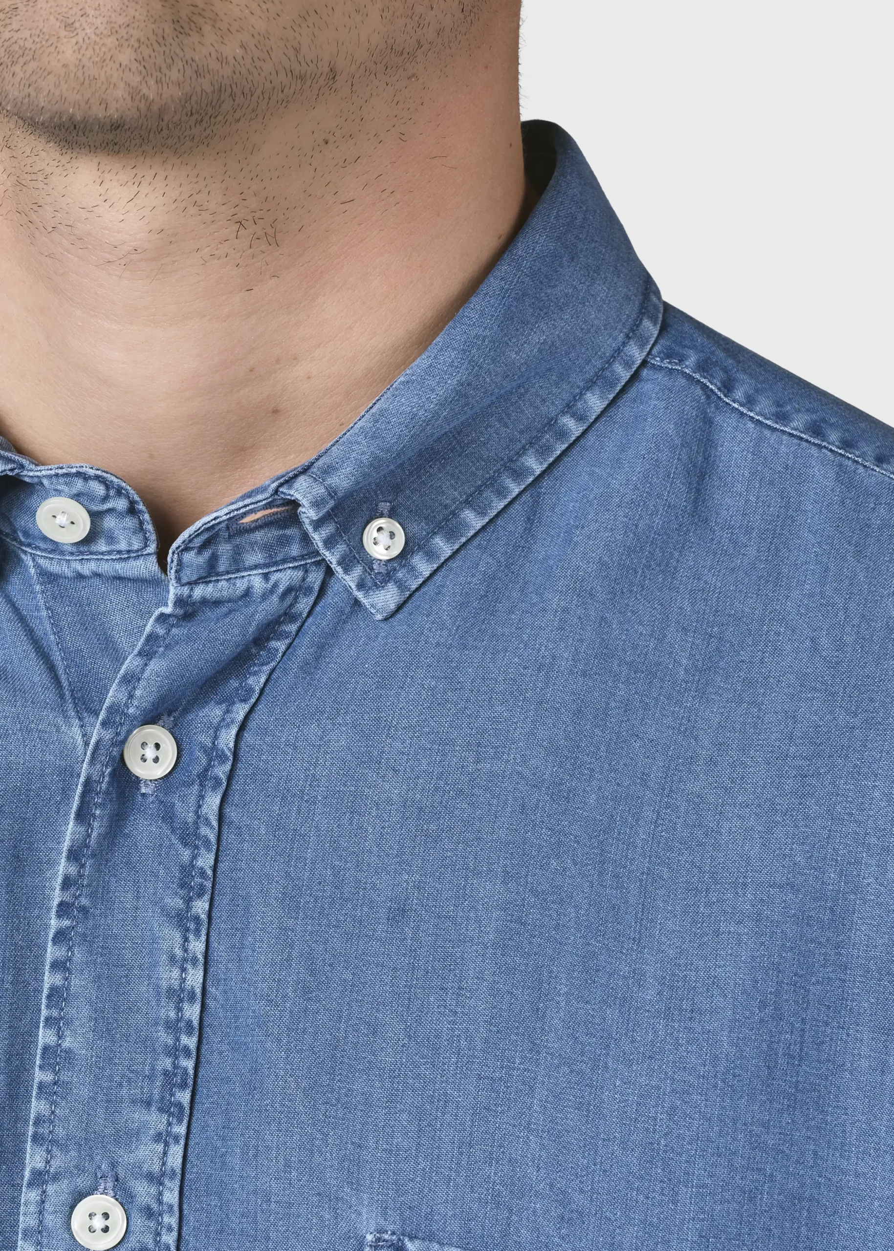 Klitmoller Collective Hemden-Benjamin chambrey shirt - Light blue Lightblue