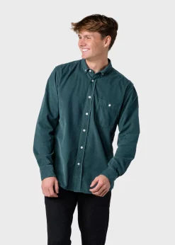 Klitmoller Collective Hemden-Benjamin corduroy shirt - Moss Green Olive
