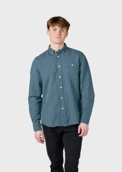 Klitmoller Collective Hemden-Benjamin linen shirt - Moss Green Bluemelange
