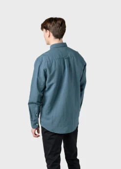 Klitmoller Collective Hemden-Benjamin linen shirt - Moss Green Bluemelange