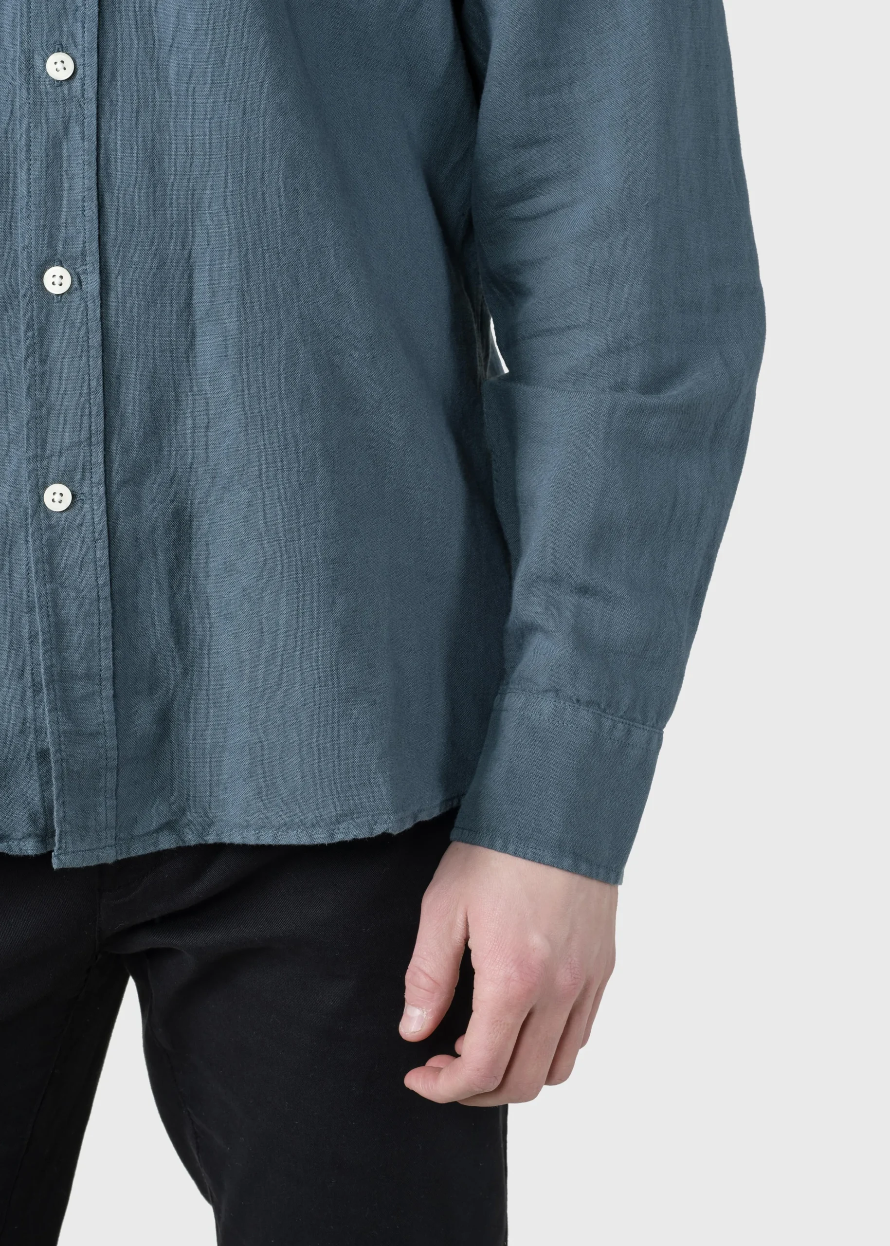 Klitmoller Collective Hemden-Benjamin linen shirt - Moss Green Bluemelange