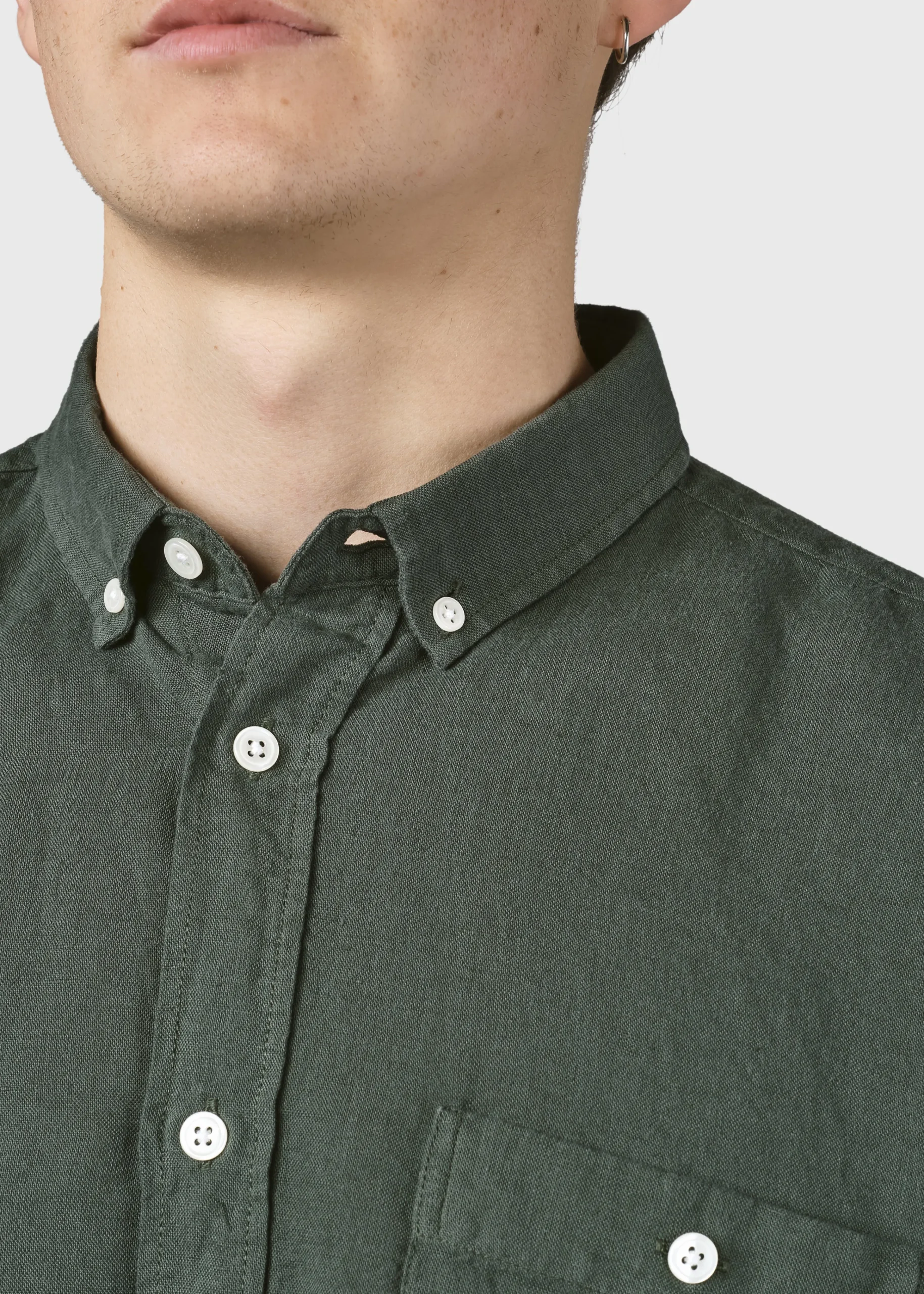 Klitmoller Collective Hemden-Benjamin linen shirt - Olive Bluemelange