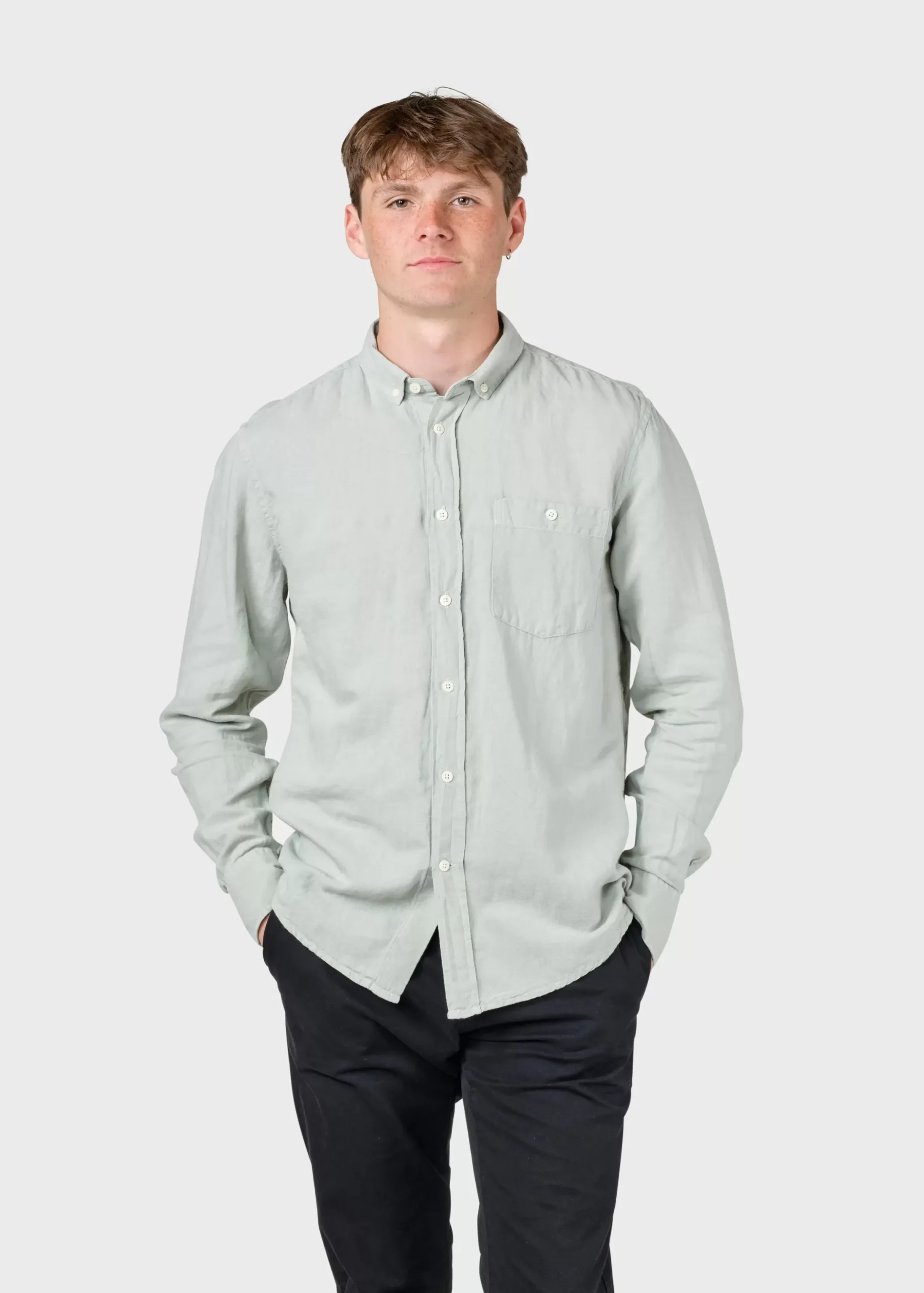 Klitmoller Collective Hemden-Benjamin linen shirt - Sage Bluemelange