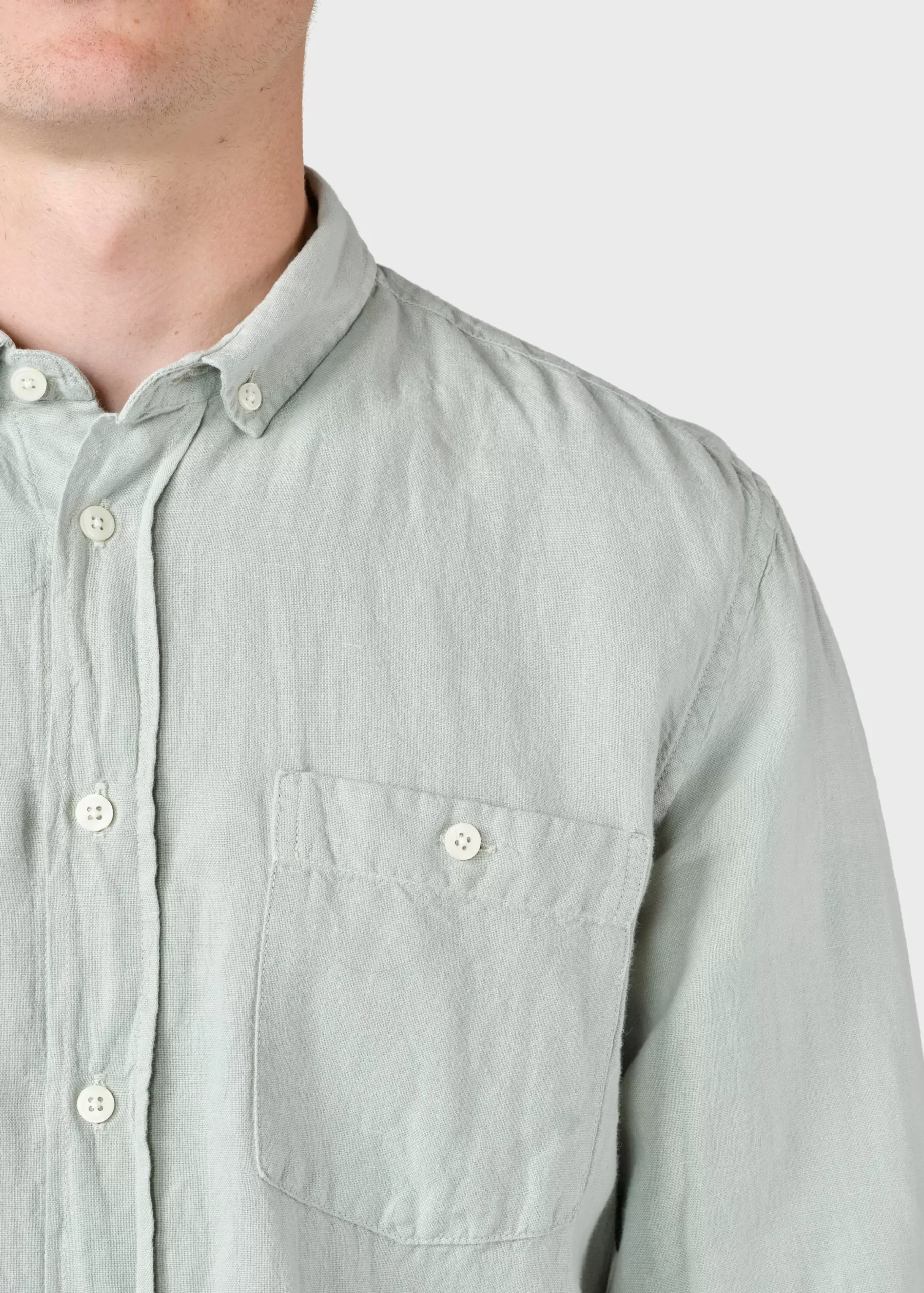 Klitmoller Collective Hemden-Benjamin linen shirt - Sage Bluemelange