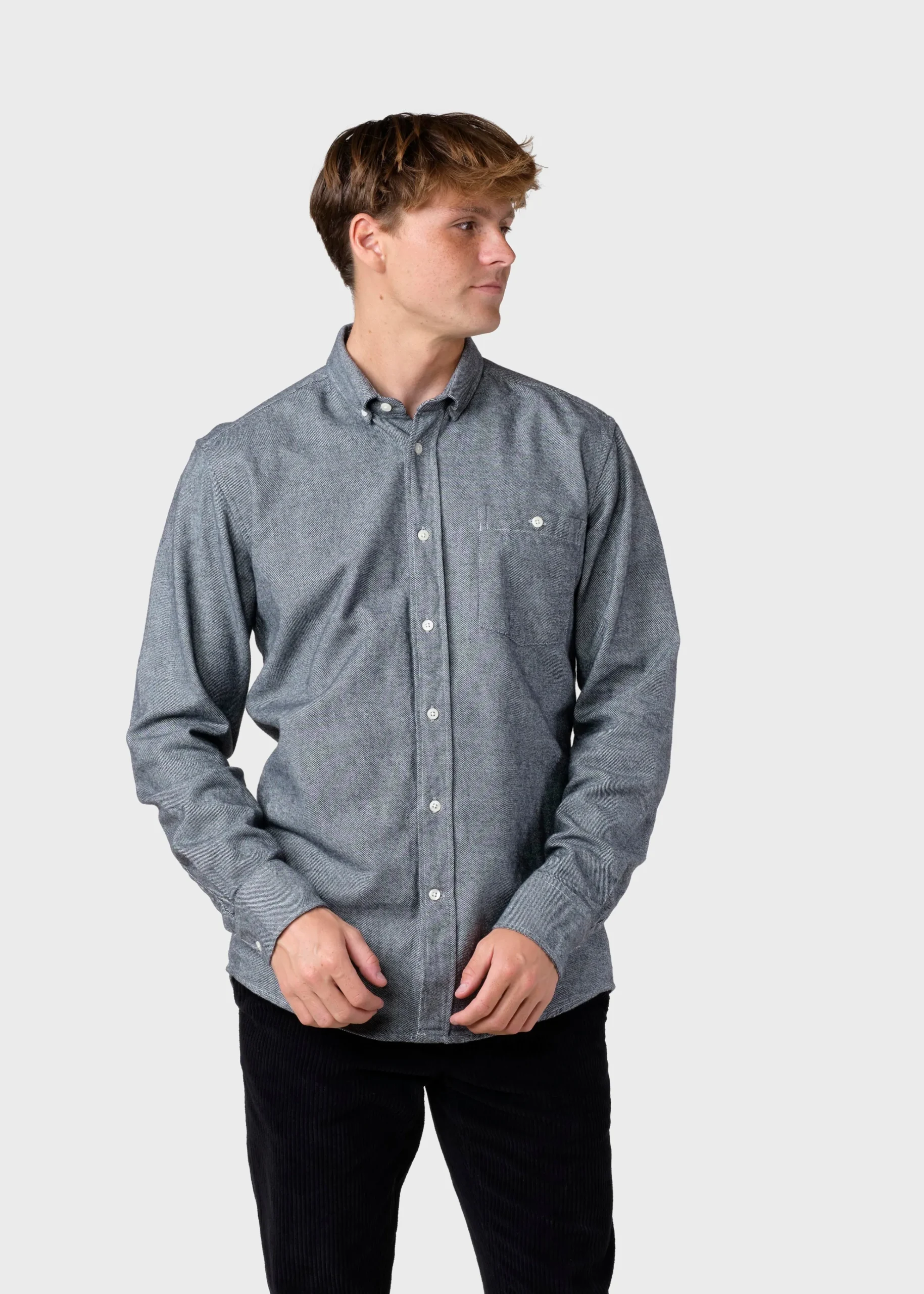 Klitmoller Collective Hemden-Benjamin lumber shirt - Grey melange MossGreen