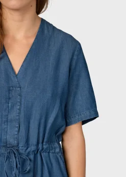 Klitmoller Collective Kleider-Bjørk dress - Dark blue chambrey Skyblue
