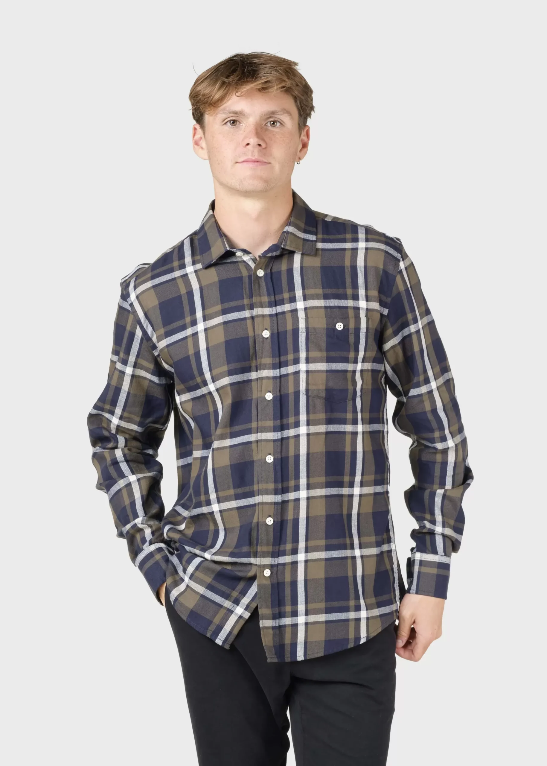 Klitmoller Collective Hemden-Bruce shirt - Olive/cream/navy