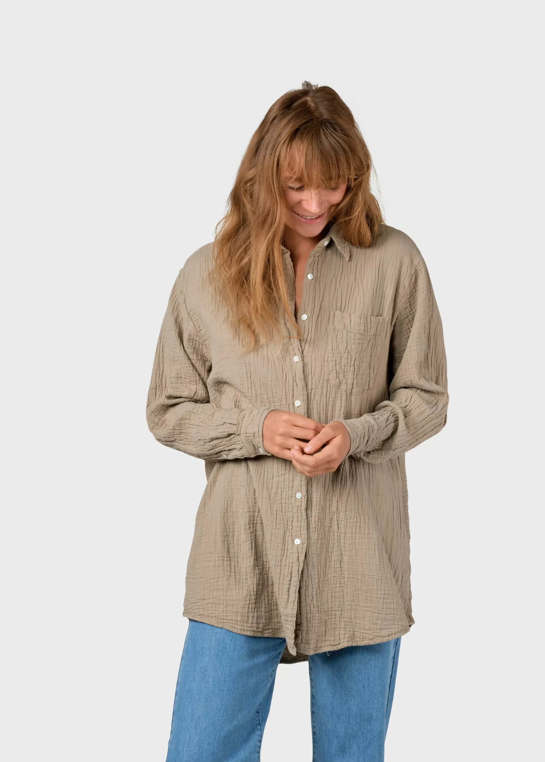 Klitmoller Collective Hemden-Dahlia shirt - Sand Navy