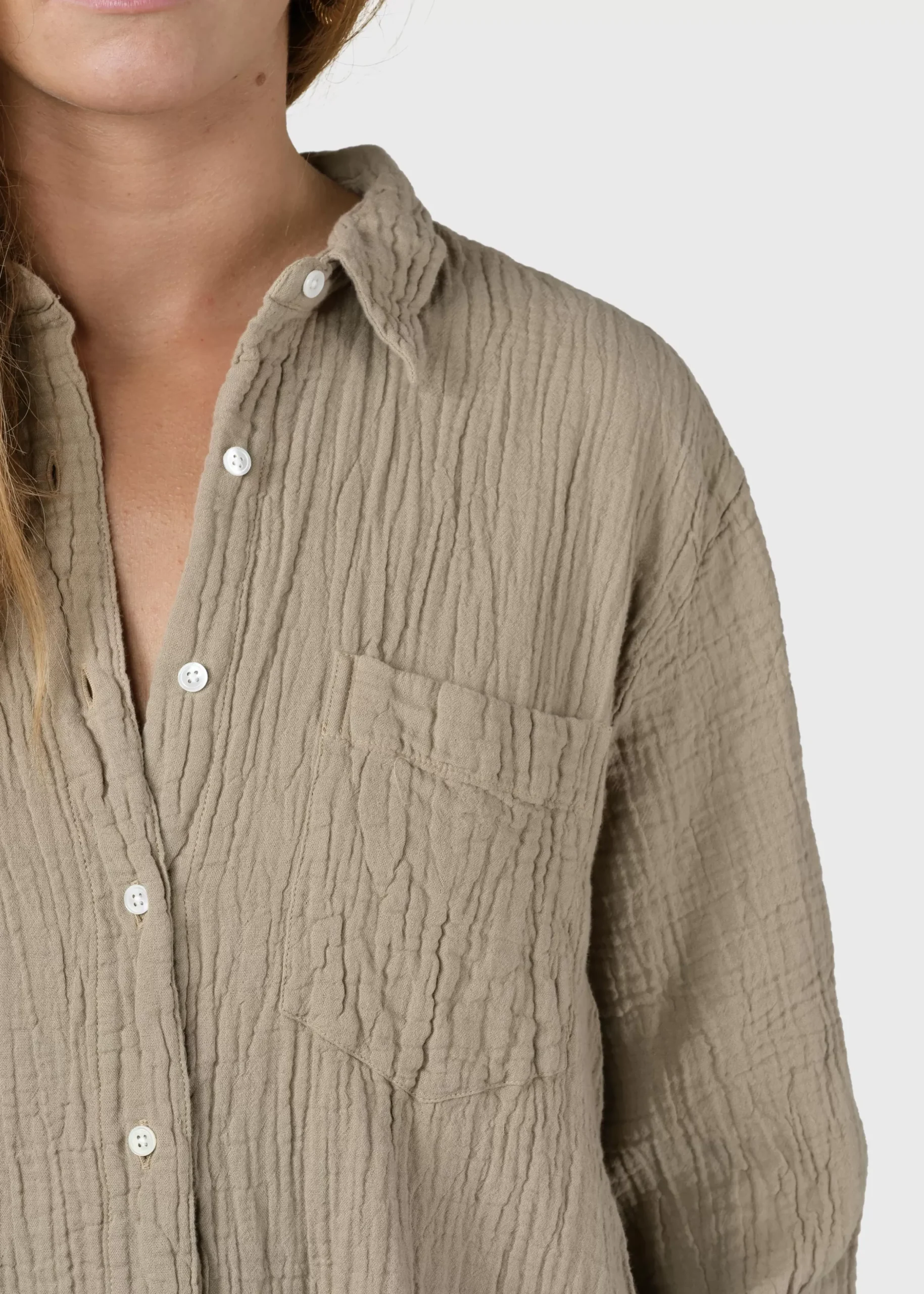 Klitmoller Collective Hemden-Dahlia shirt - Sand Navy