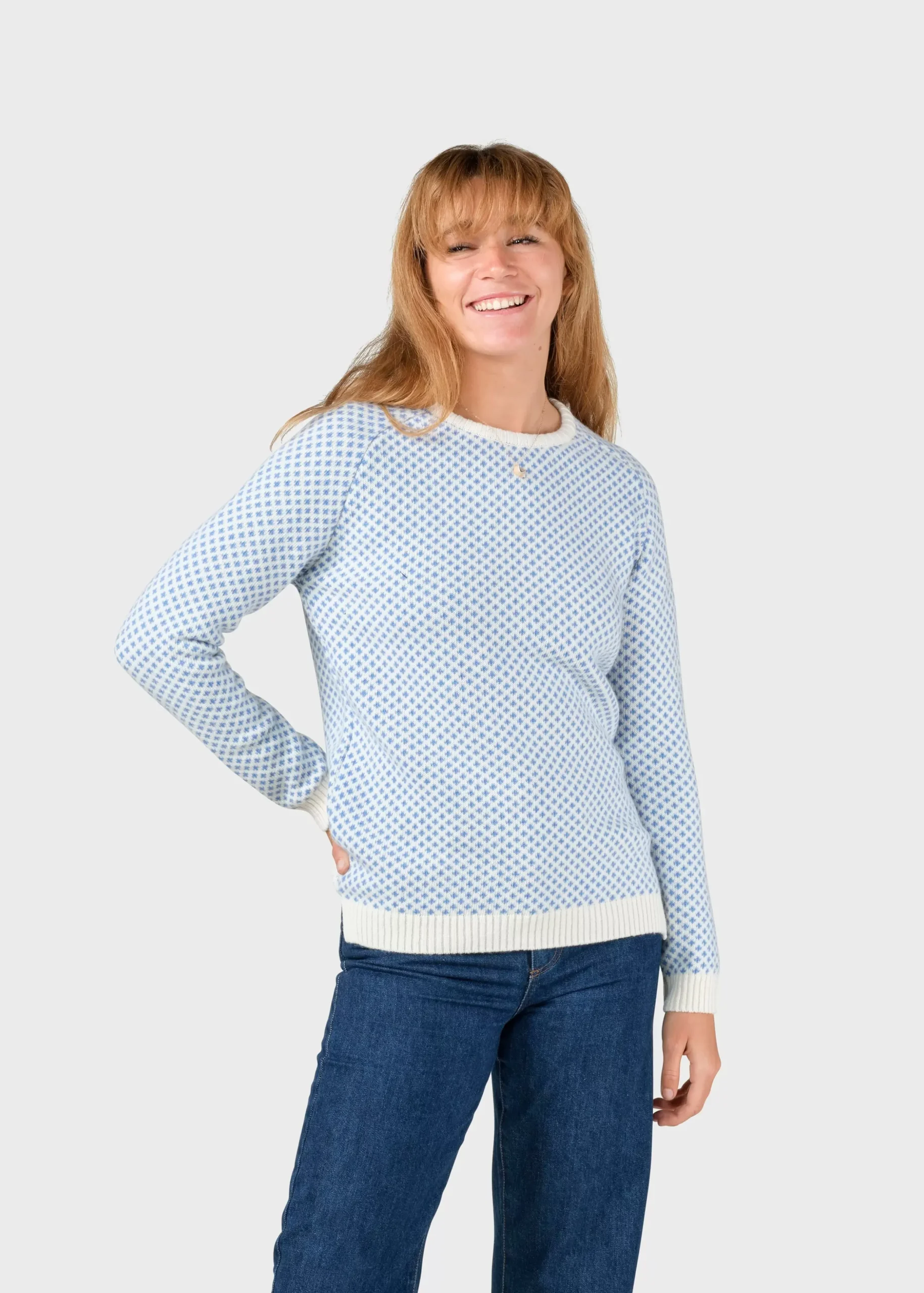 Klitmoller Collective Strick-Elaine knit - Cream/light blue Cream/lightblue