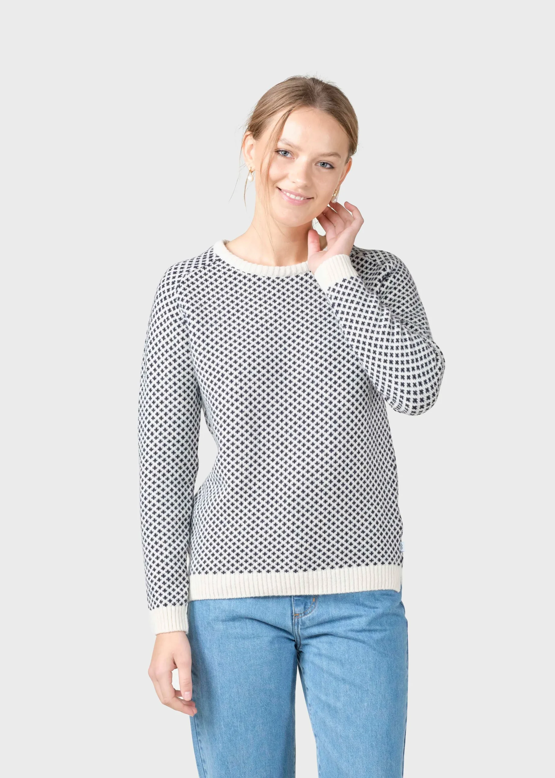 Klitmoller Collective Strick-Elaine knit - Cream/navy Cream/lightblue
