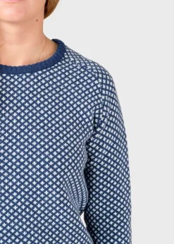 Klitmoller Collective Strick-Elaine knit - Deep blue/cream Cream/lightblue