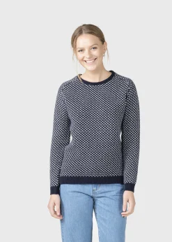 Klitmoller Collective Strick-Elaine knit - Navy/cream Cream/lightblue