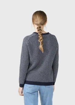 Klitmoller Collective Strick-Elaine knit - Navy/cream Cream/lightblue
