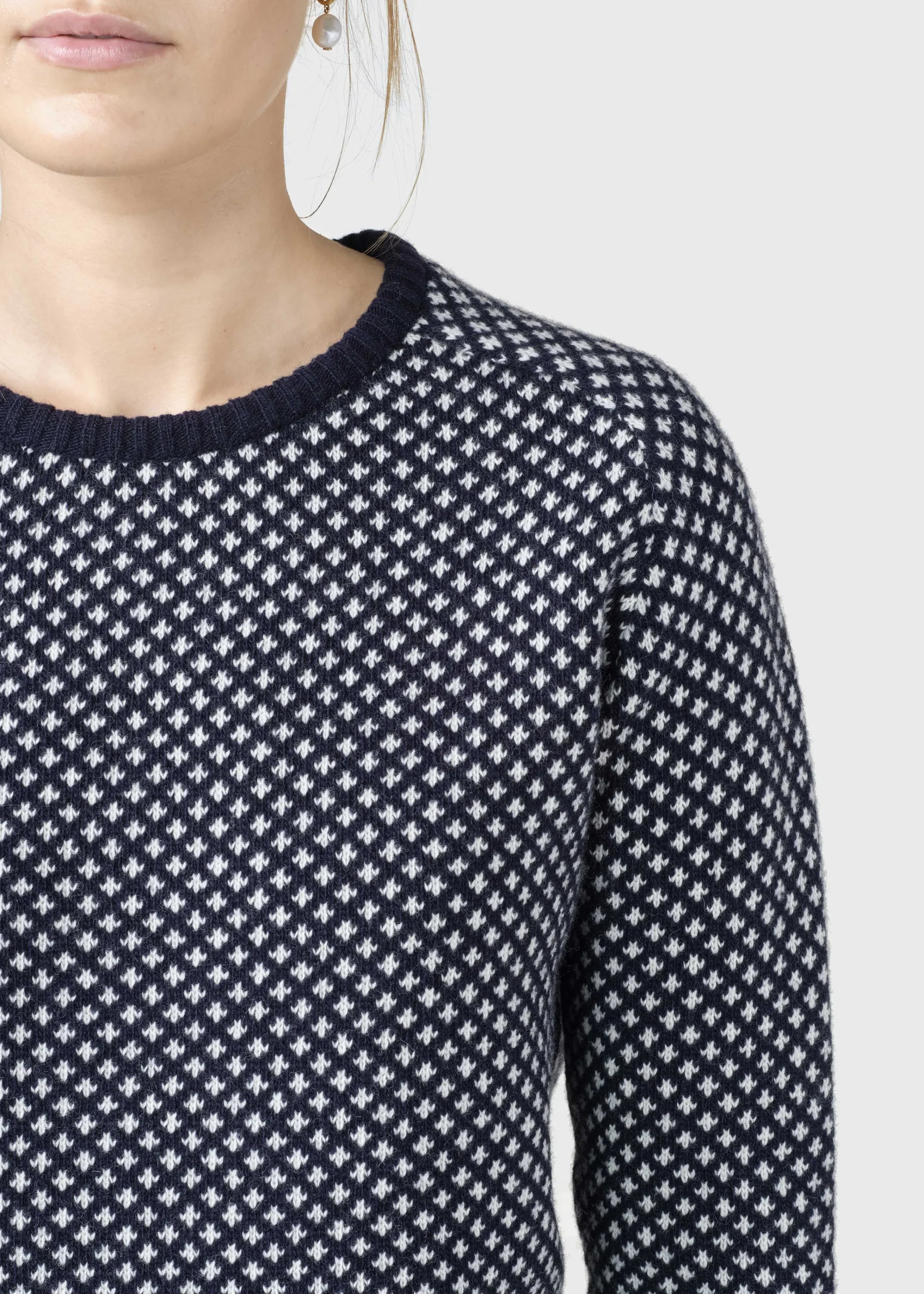 Klitmoller Collective Strick-Elaine knit - Navy/cream Cream/lightblue