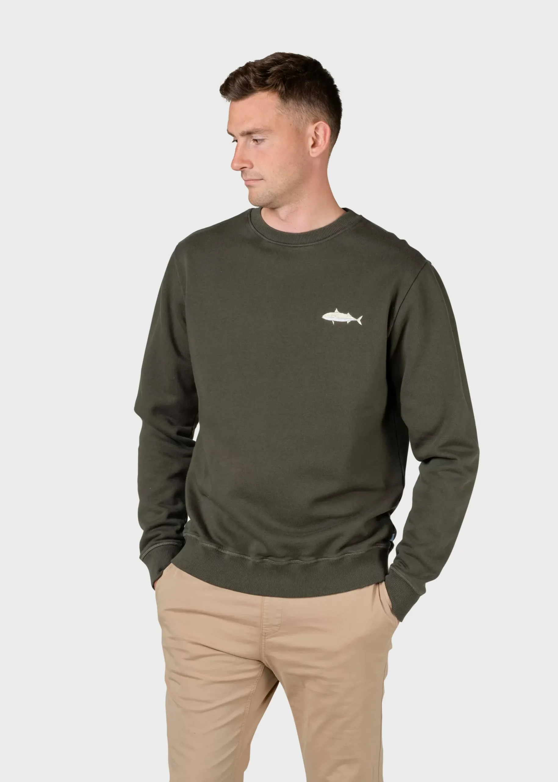 Klitmoller Collective Sweatshirts-Elof crew - Olive Greymelange