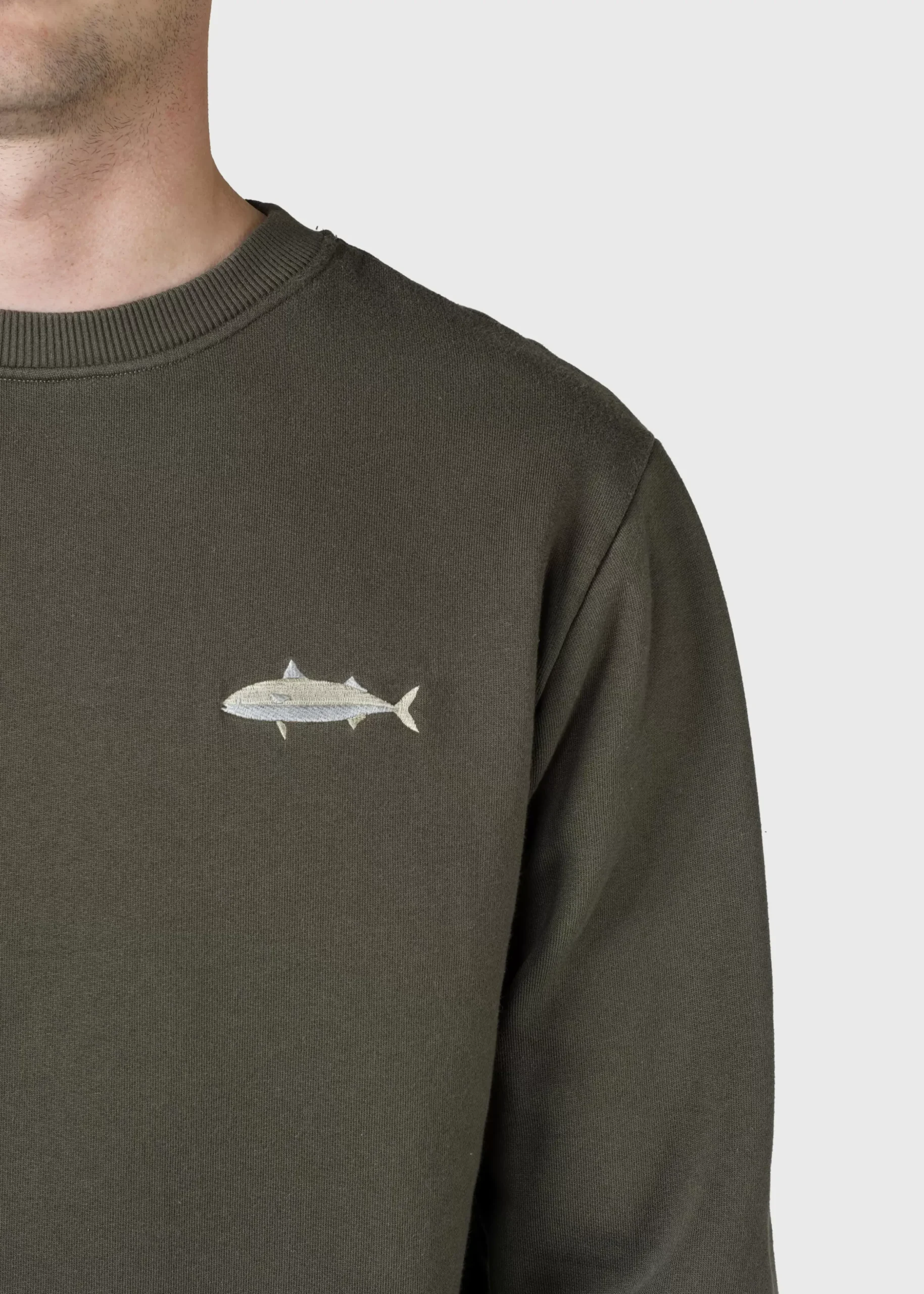 Klitmoller Collective Sweatshirts-Elof crew - Olive Greymelange