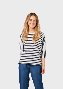 Klitmoller Collective T-shirts-Emma striped tee - Cream/navy Sand/cream
