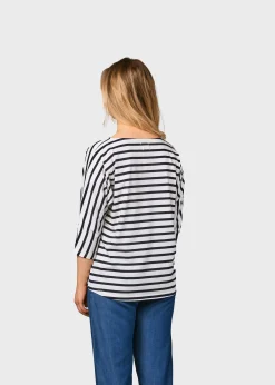 Klitmoller Collective T-shirts-Emma striped tee - Cream/navy Sand/cream