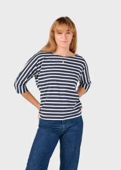 Klitmoller Collective T-shirts-Emma striped tee - Navy/cream Sand/cream