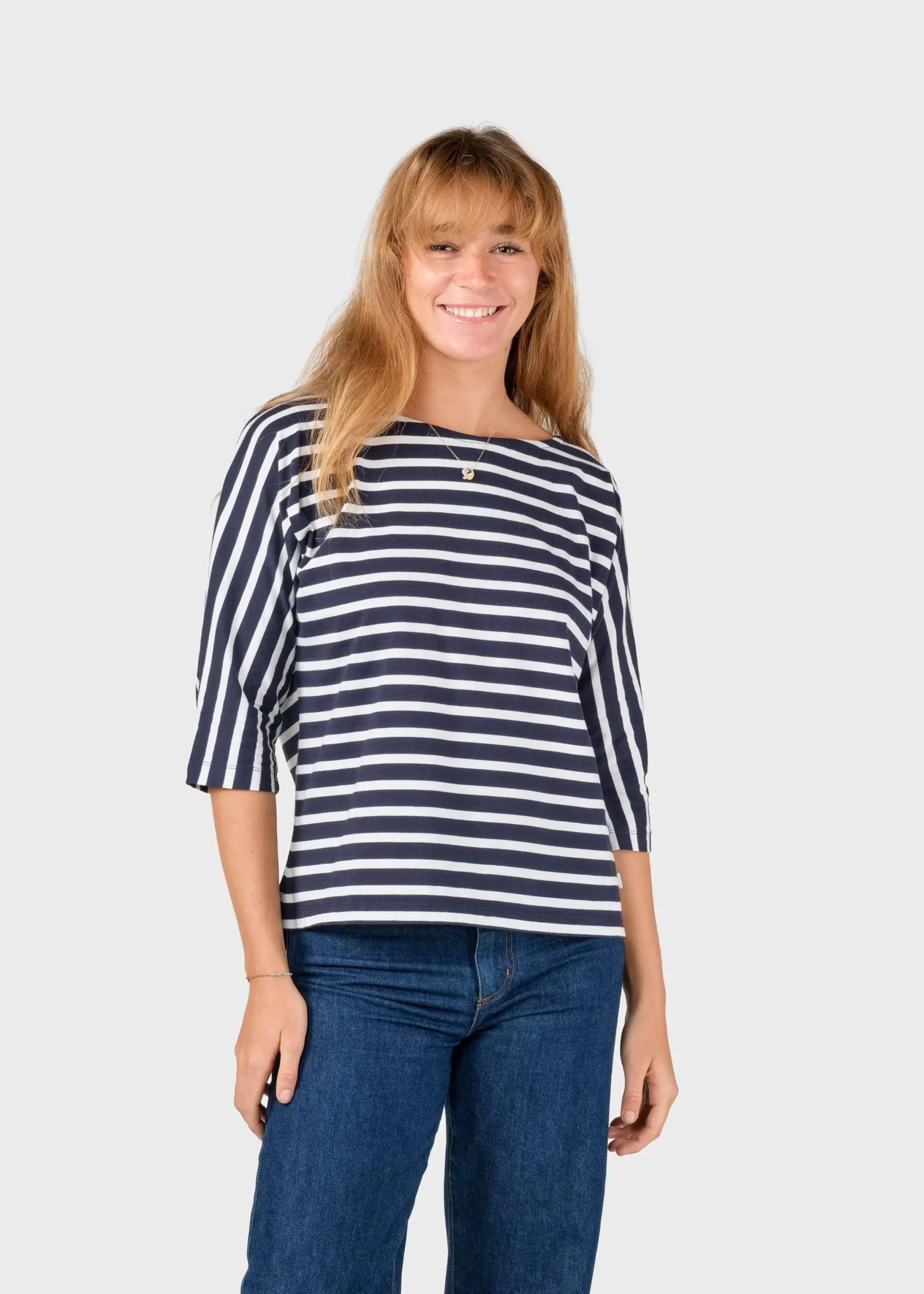 Klitmoller Collective T-shirts-Emma striped tee - Navy/cream Sand/cream