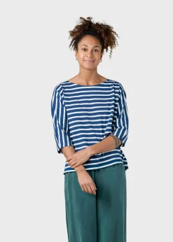 Klitmoller Collective T-shirts-Emma striped tee - Ocean/cream Sand/cream