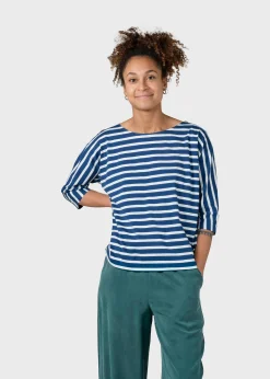 Klitmoller Collective T-shirts-Emma striped tee - Ocean/cream Sand/cream