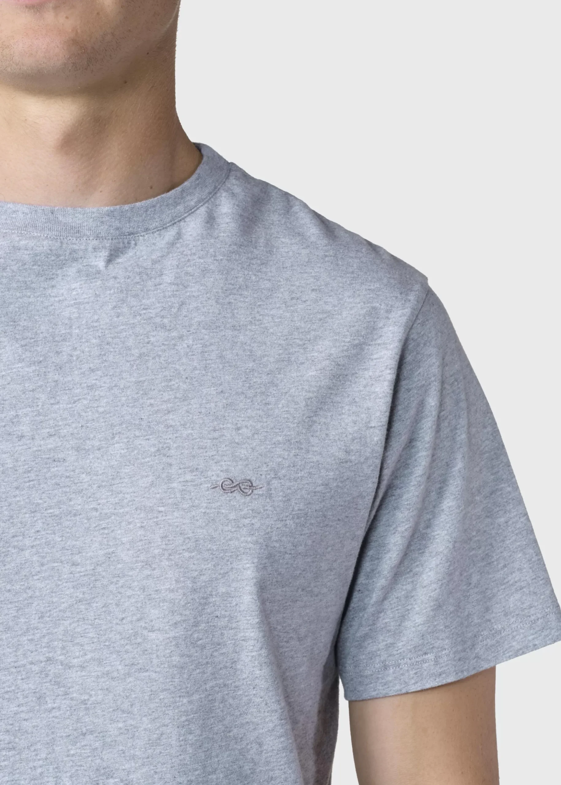 Klitmoller Collective T-shirts-Felix tee - Grey melange MossGreen