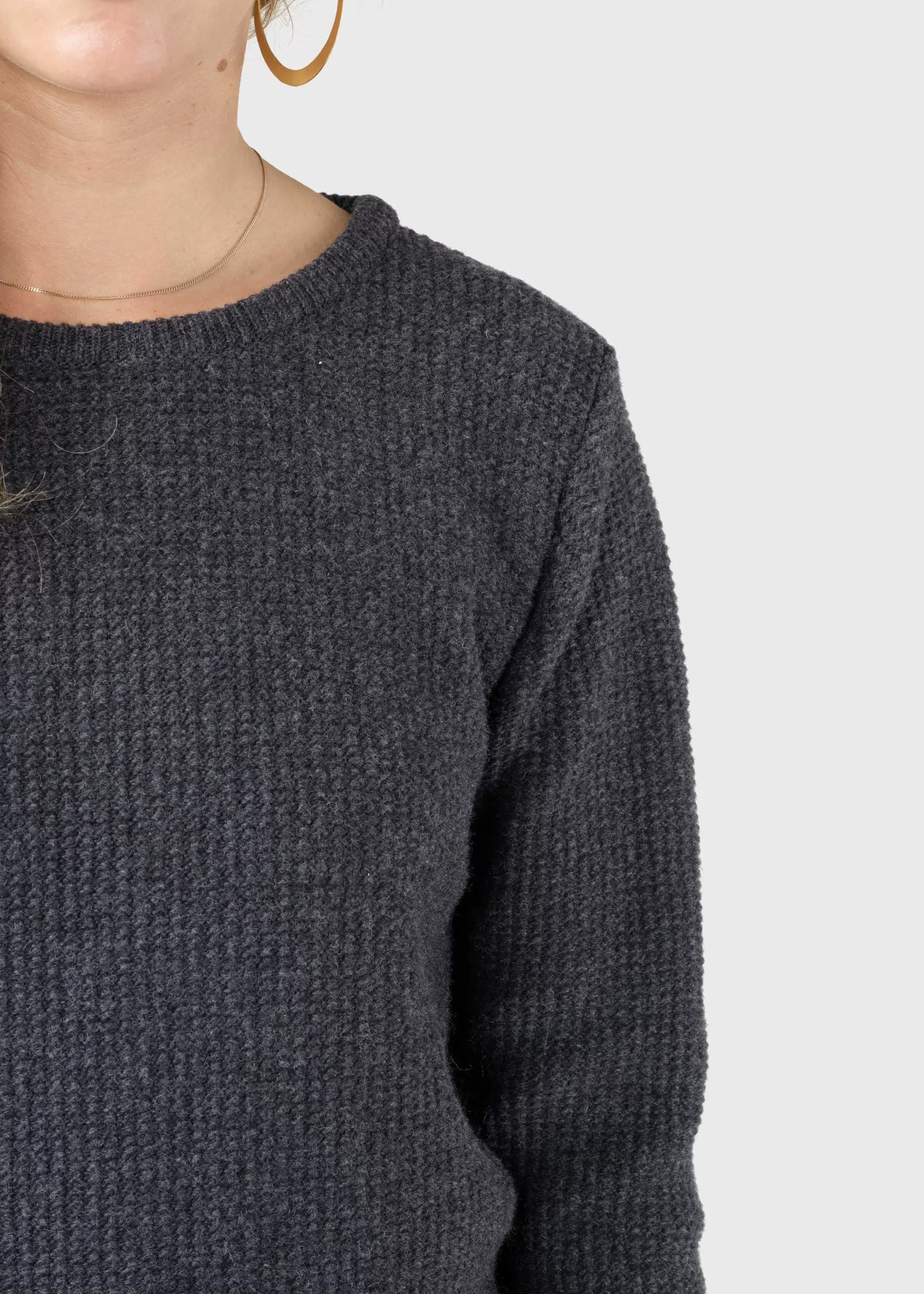 Klitmoller Collective Strick-Fenja Knit - Anthracite Pastelgrey