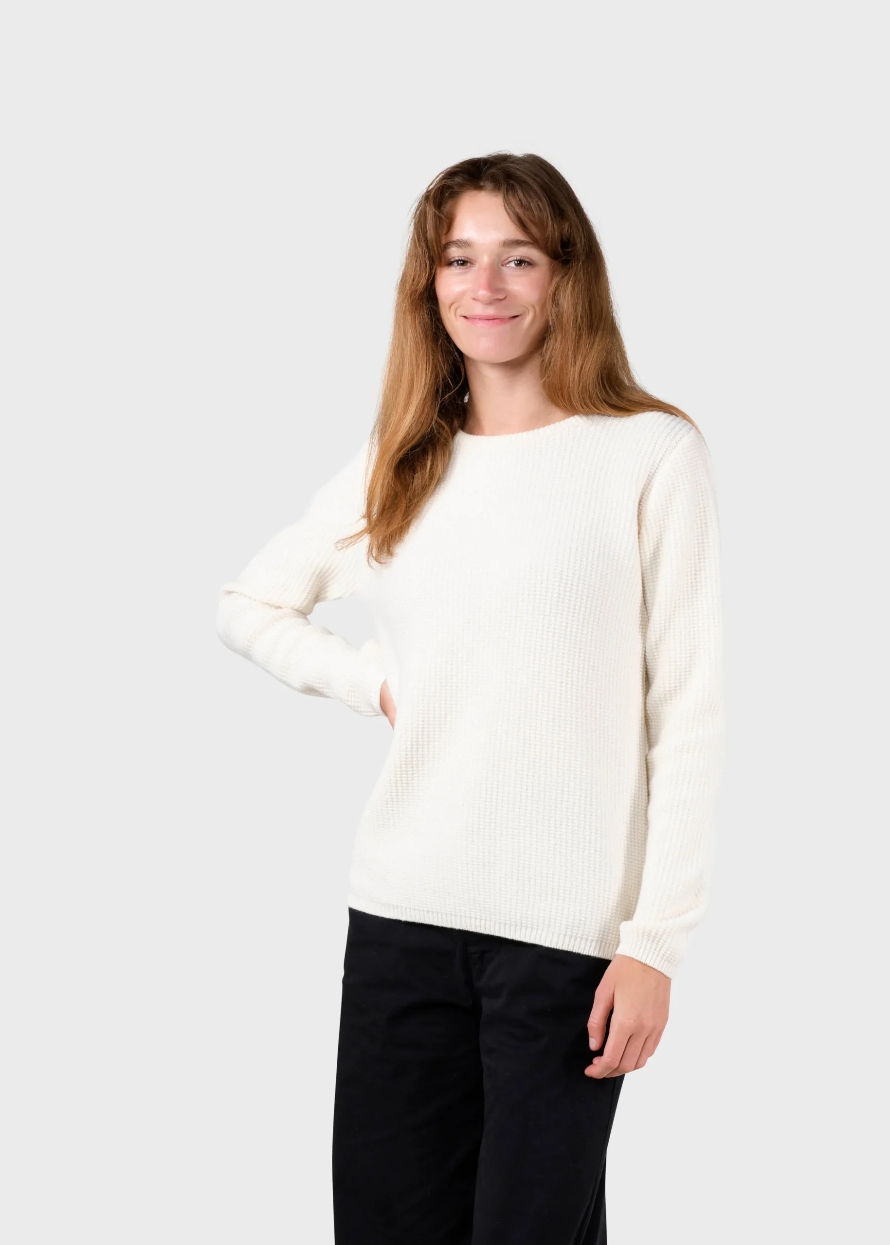 Klitmoller Collective Strick-Fenja Knit - Cream Pastelgrey