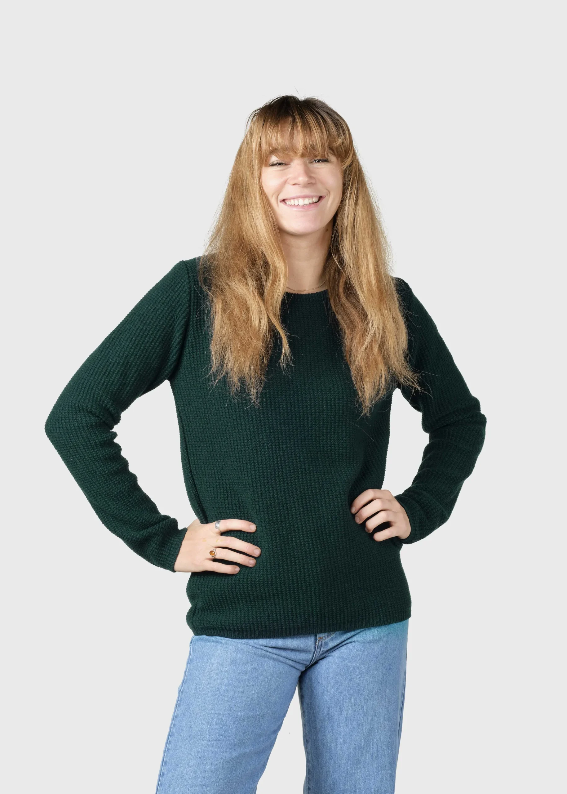 Klitmoller Collective Strick-Fenja Knit - Moss Green Pastelgrey