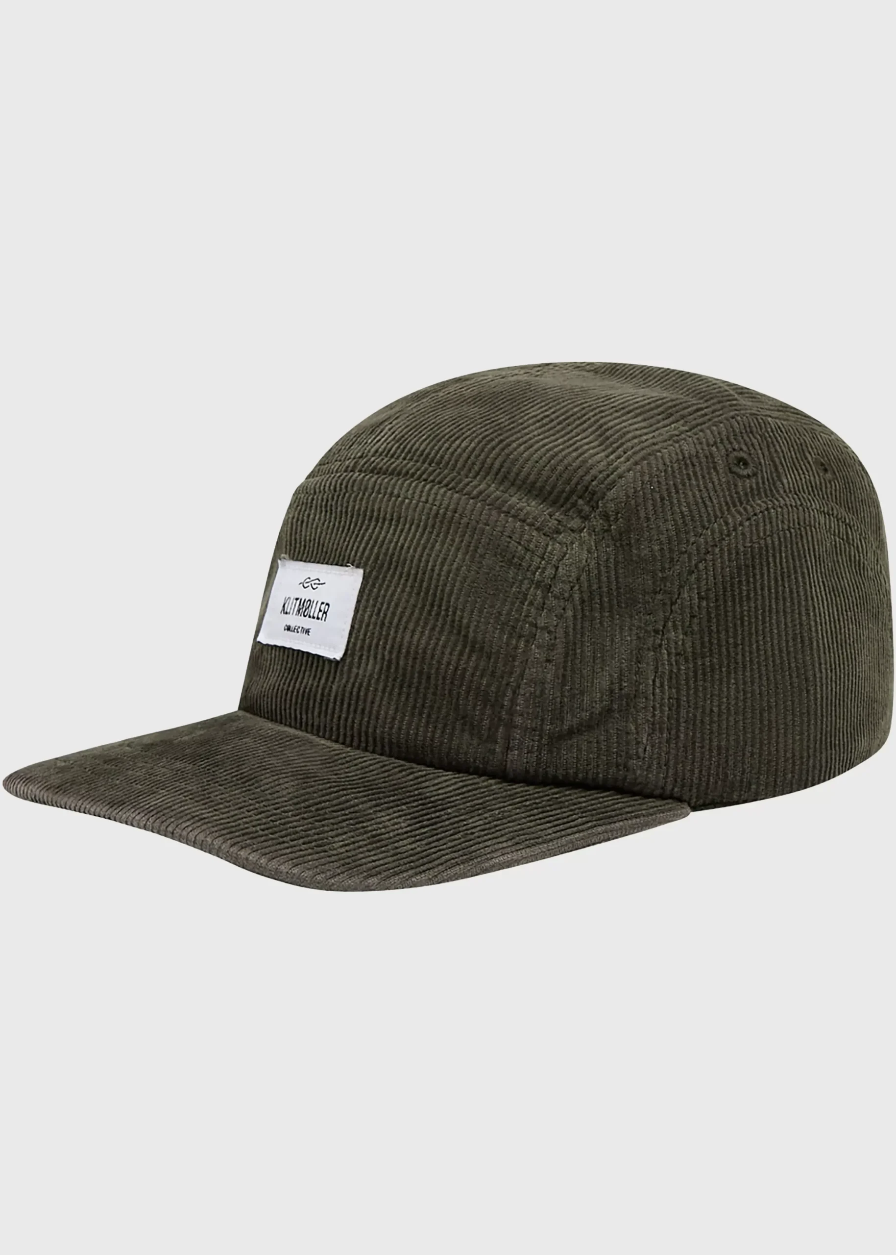 Klitmoller Collective Accessories-Five panel corduroy cap - Olive Black