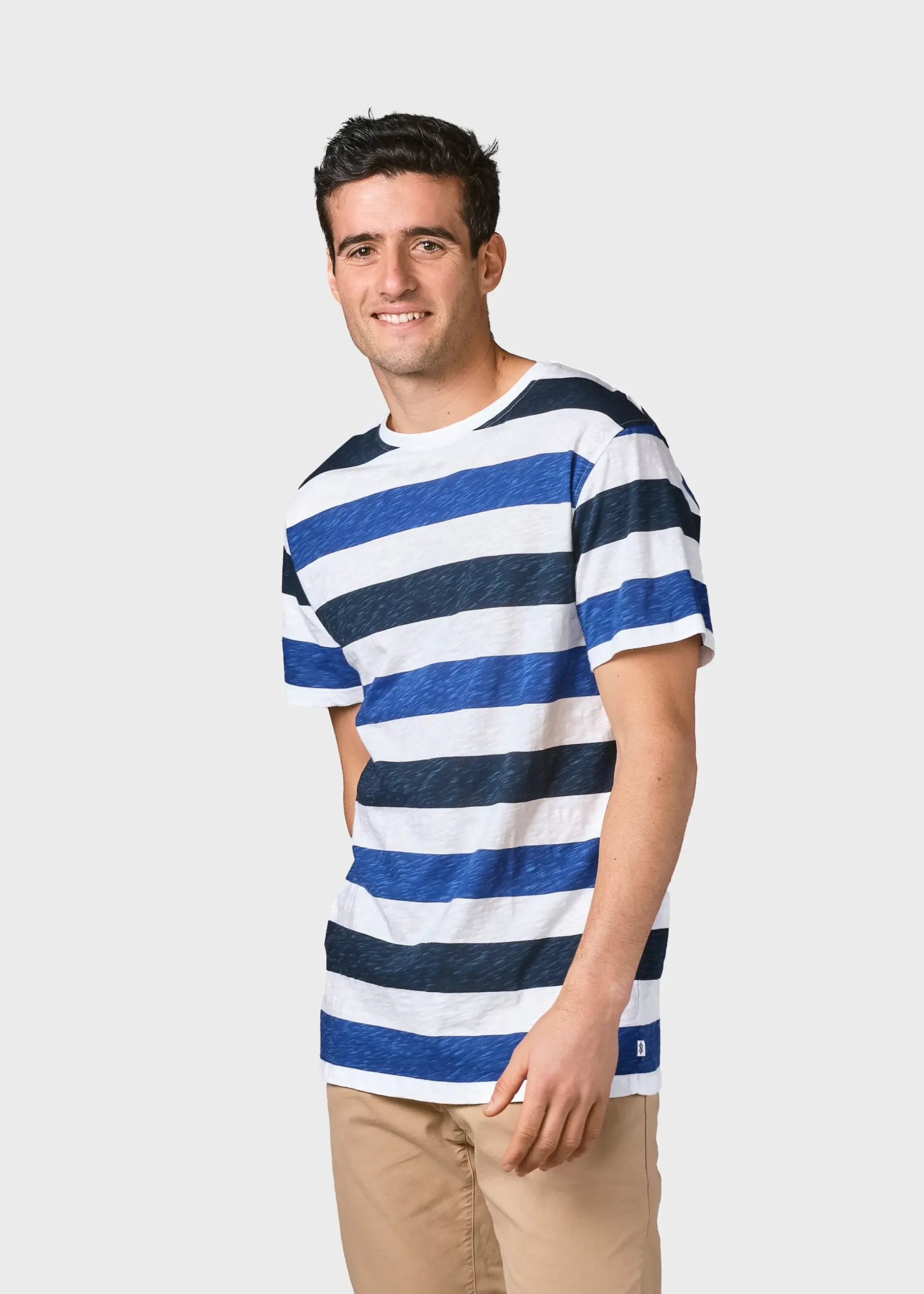 Klitmoller Collective T-shirts-George tee - Navy/ocean Olive/mossgreenstripes
