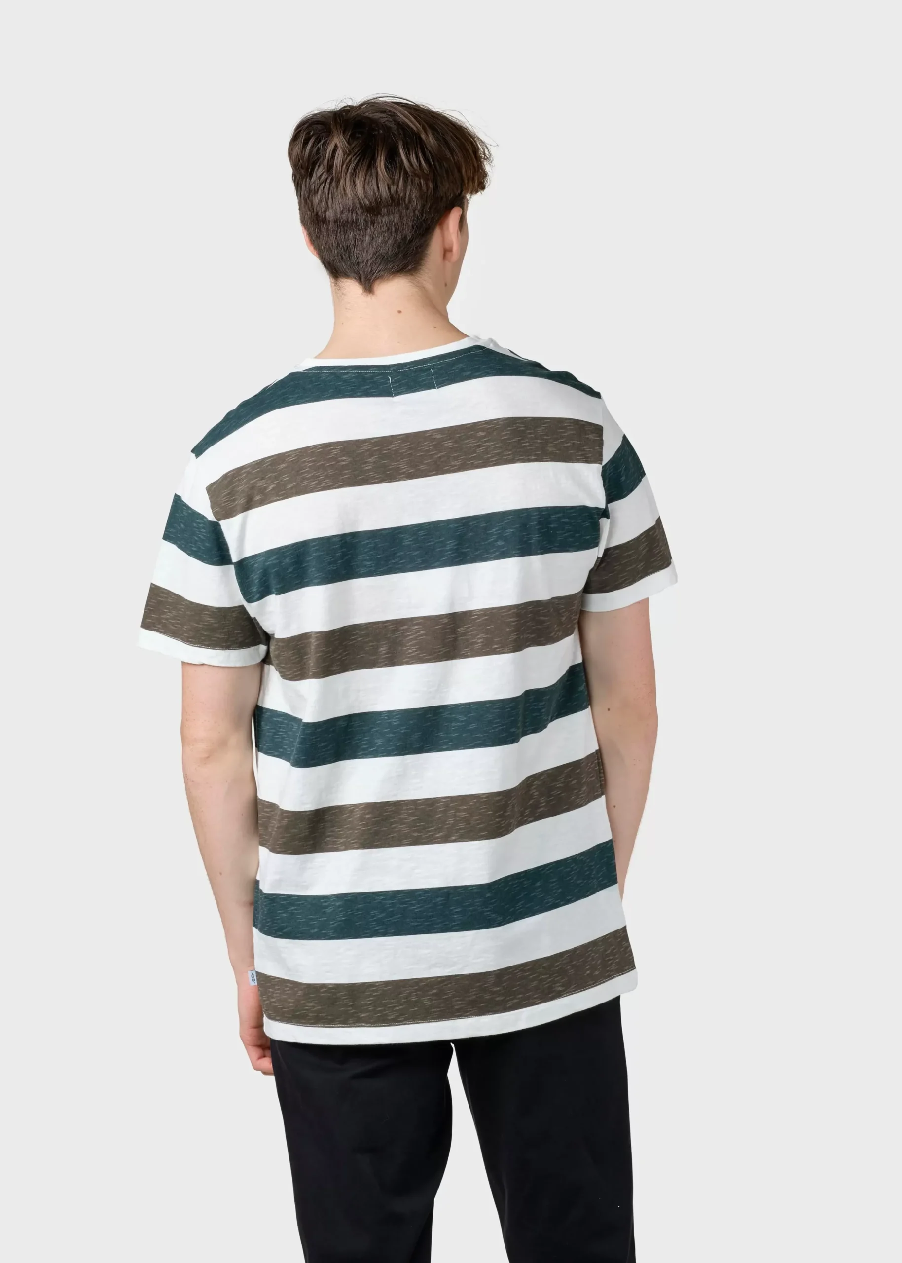 Klitmoller Collective T-shirts-George tee - Olive/moss green stripes Olive/mossgreenstripes