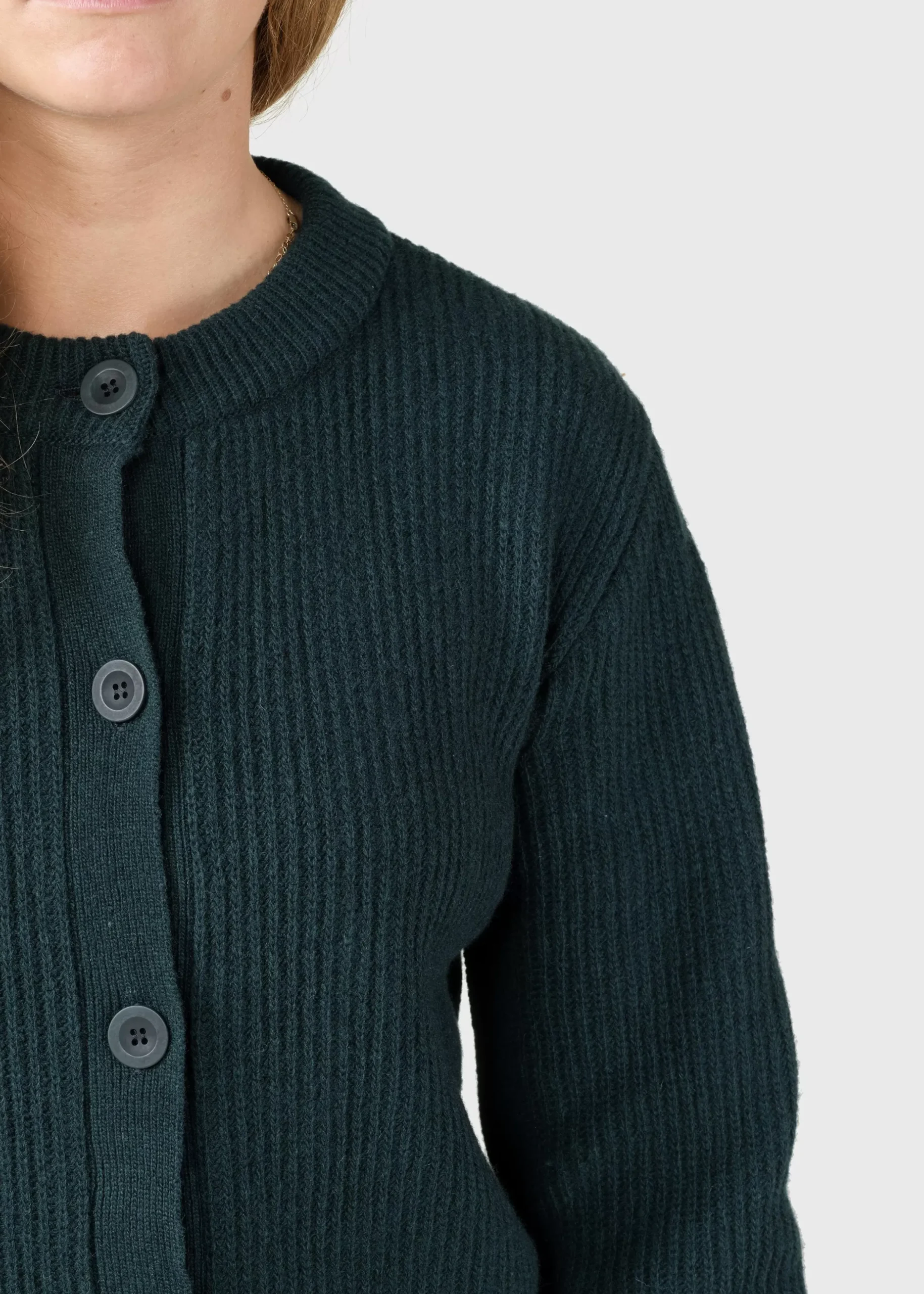 Klitmoller Collective Strick-Gerda knit cardigan - Moss Green Black