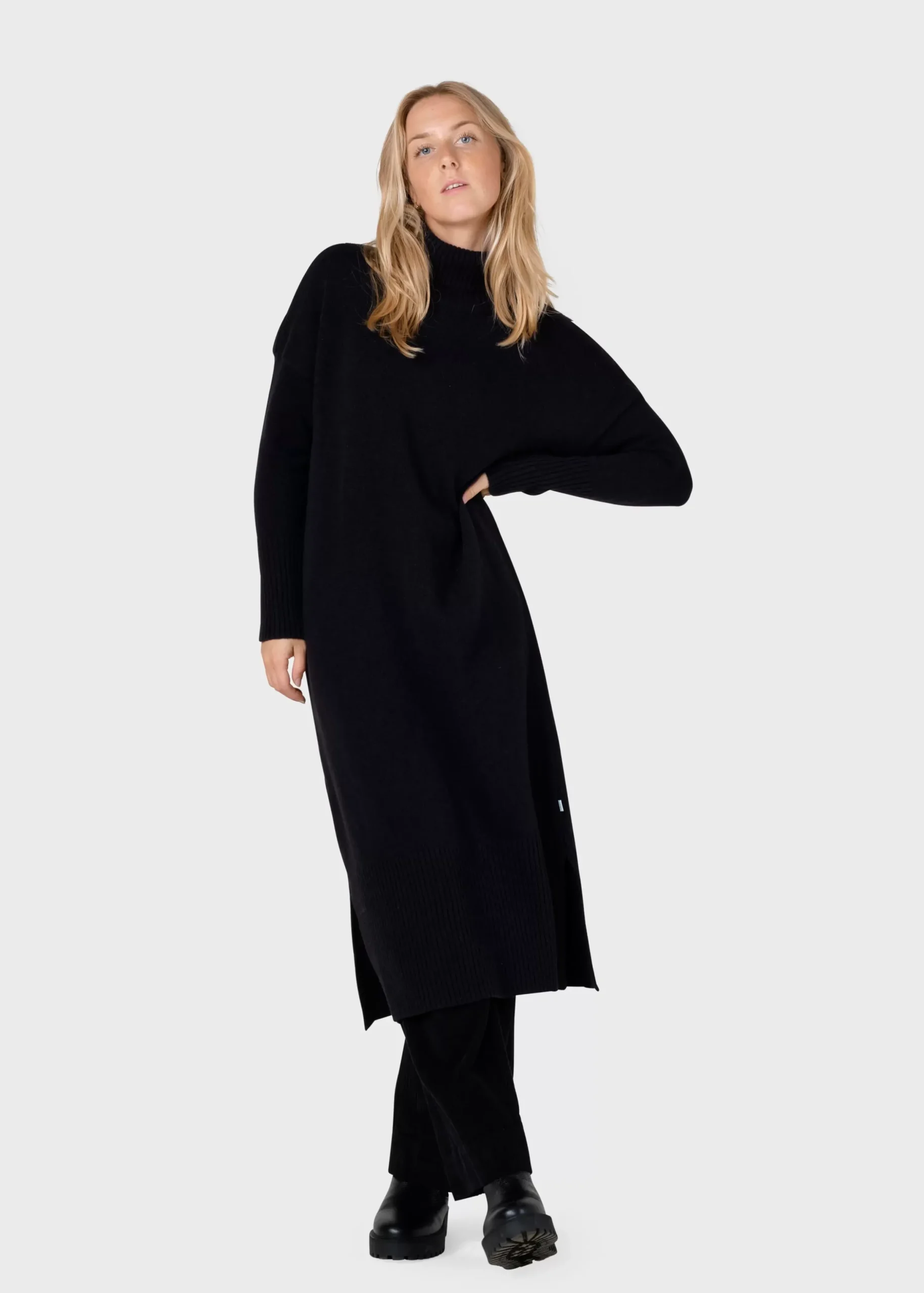 Klitmoller Collective Gebürstete Merinowolle-Gro knit dress - Black