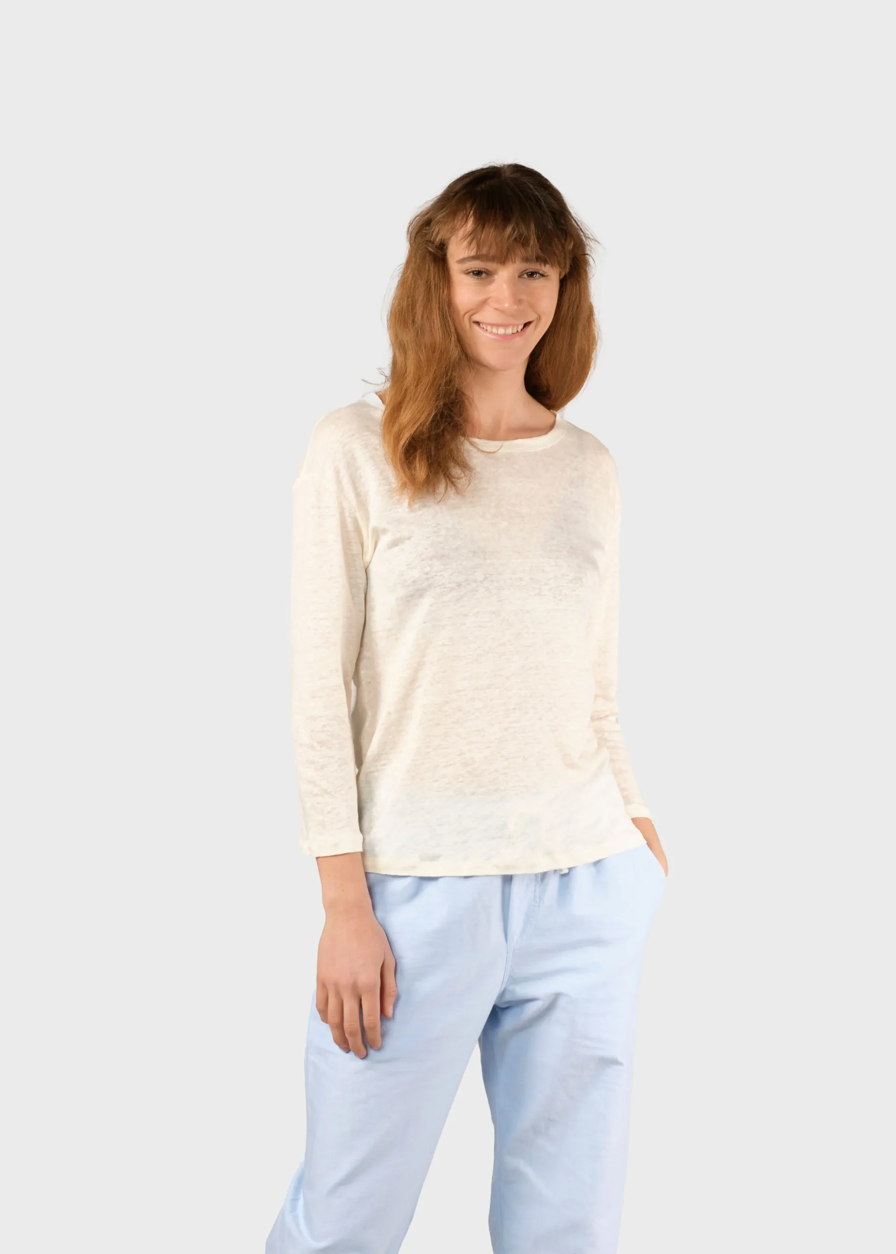 Klitmoller Collective T-shirts-Gudrun LS tee - Cream Navy