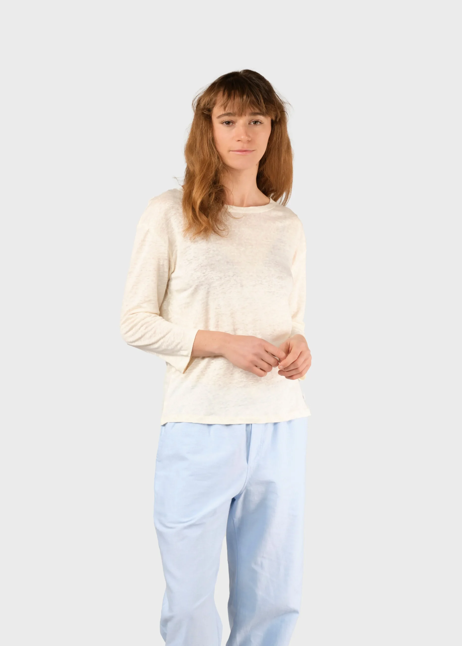 Klitmoller Collective T-shirts-Gudrun LS tee - Cream Navy