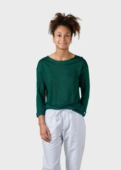 Klitmoller Collective T-shirts-Gudrun LS tee - Moss Green Navy