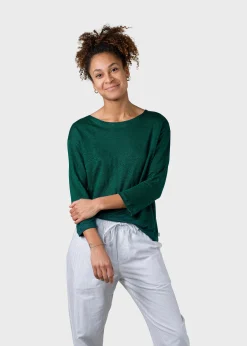 Klitmoller Collective T-shirts-Gudrun LS tee - Moss Green Navy