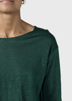 Klitmoller Collective T-shirts-Gudrun LS tee - Moss Green Navy