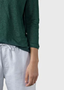 Klitmoller Collective T-shirts-Gudrun LS tee - Moss Green Navy