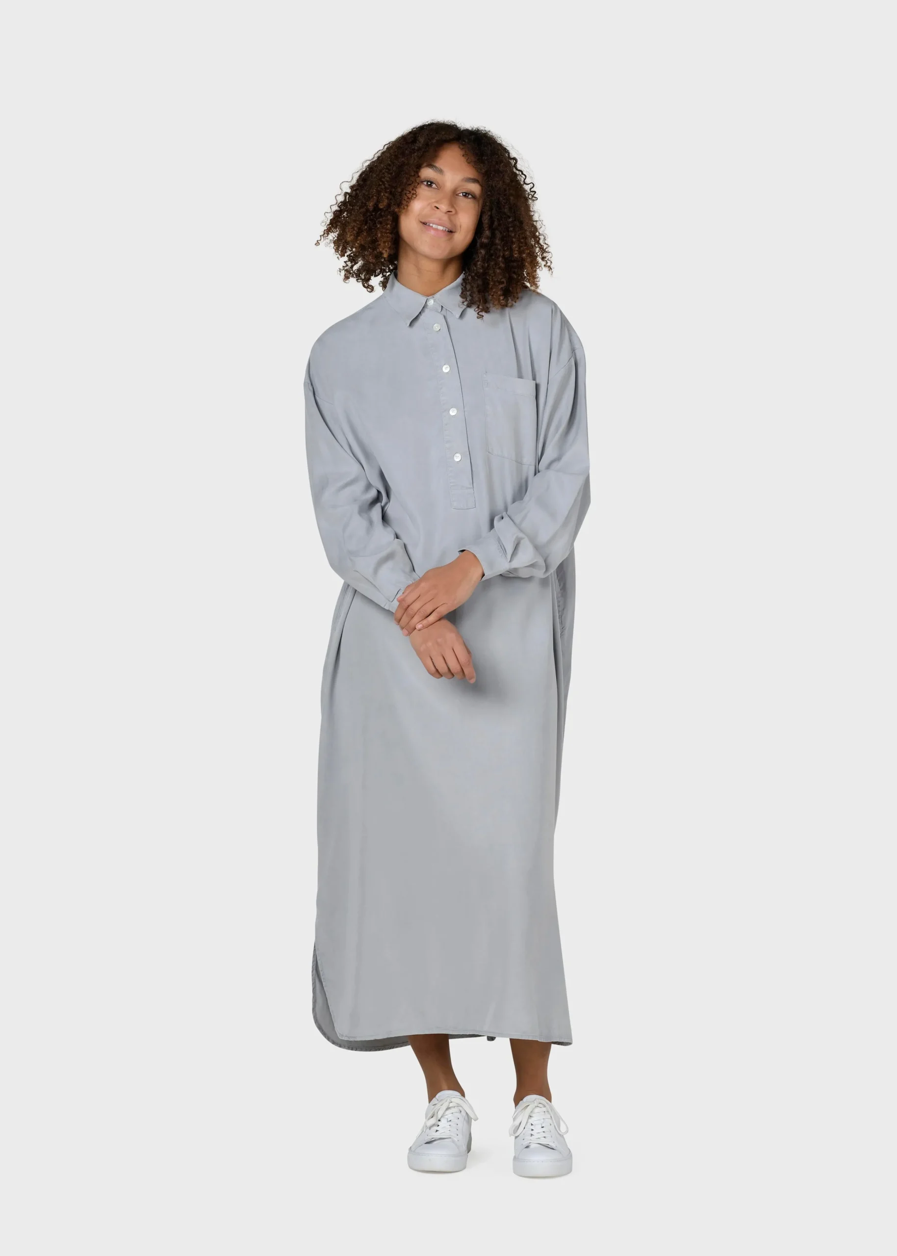 Klitmoller Collective Hemden-Gulla shirtdress - Pastel grey Pastelgrey