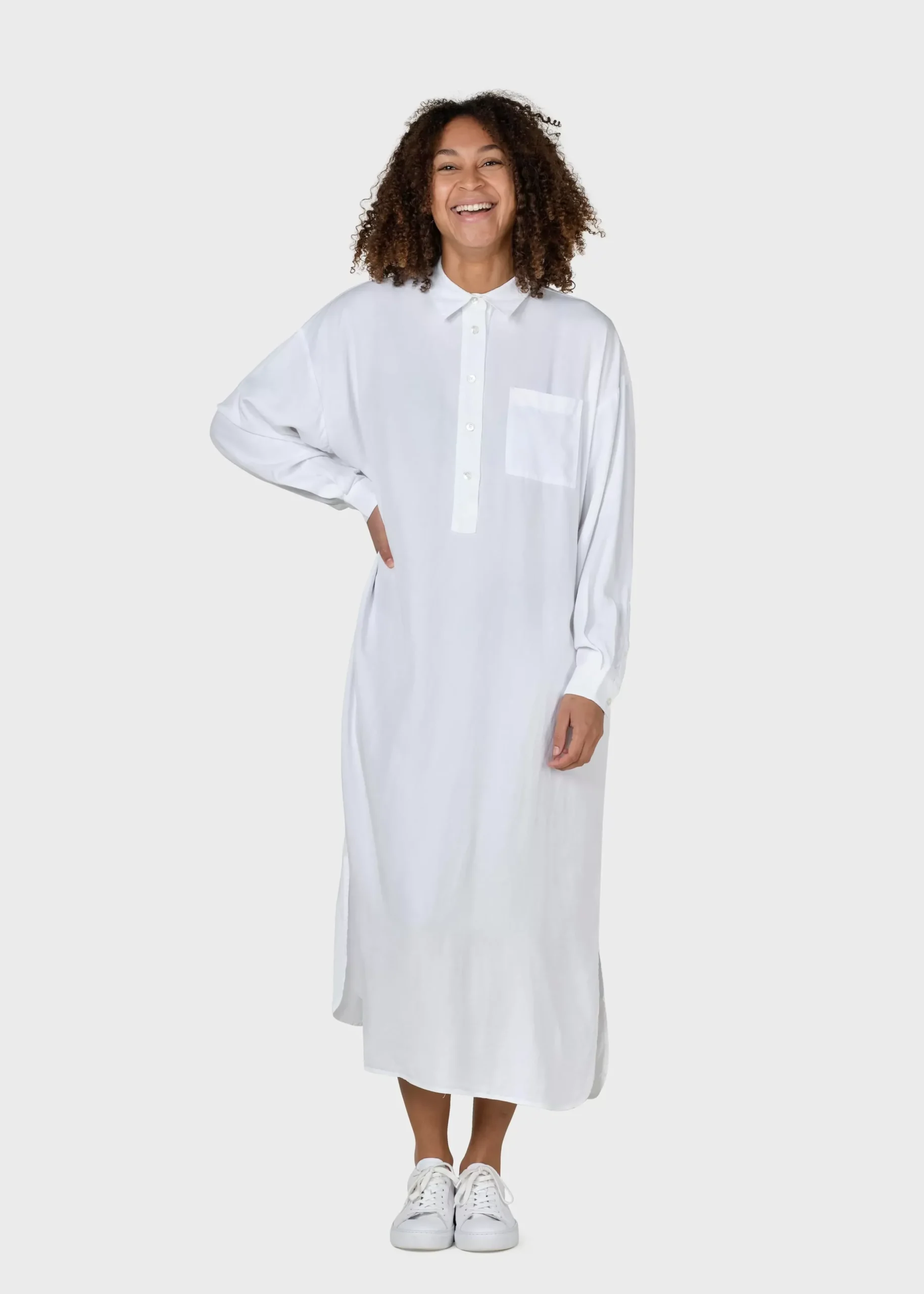 Klitmoller Collective Hemden-Gulla shirtdress - White Pastelgrey