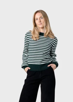 Klitmoller Collective Strick-Gunilla knit - Moss green/cream Mossgreen/cream
