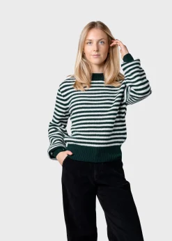 Klitmoller Collective Strick-Gunilla knit - Moss green/cream Mossgreen/cream